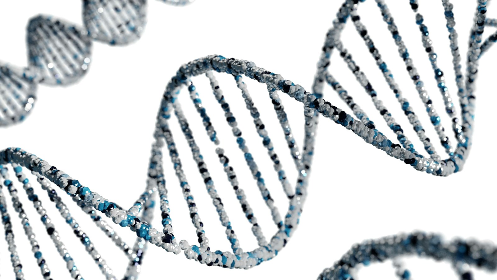 En dobbel DNA-spiral som symboliserer genetikk og arvelighet.